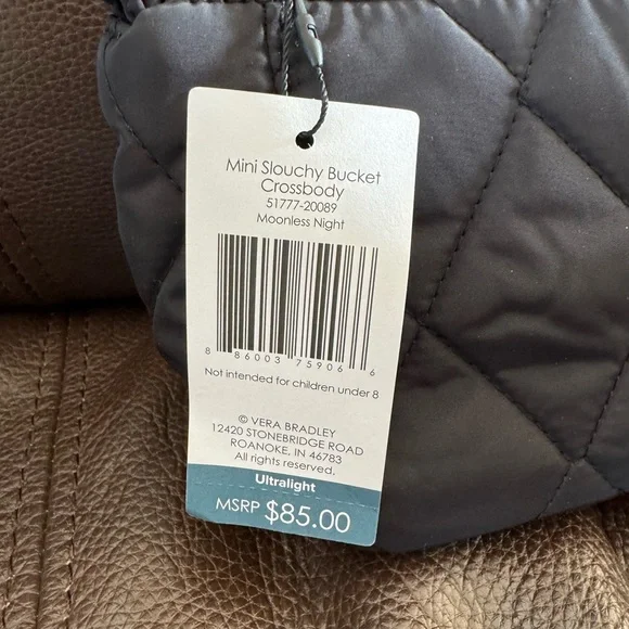 New Vera Bradley Moonless Night Black Ultralight Mini Slouchy Crossbody Bag - Picture 3 of 6